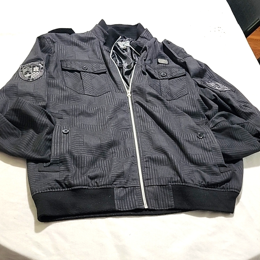 RawBlue Denim Kruz Mens Black Jacket 2xl NWT Checkered Streetwear Hip Hop